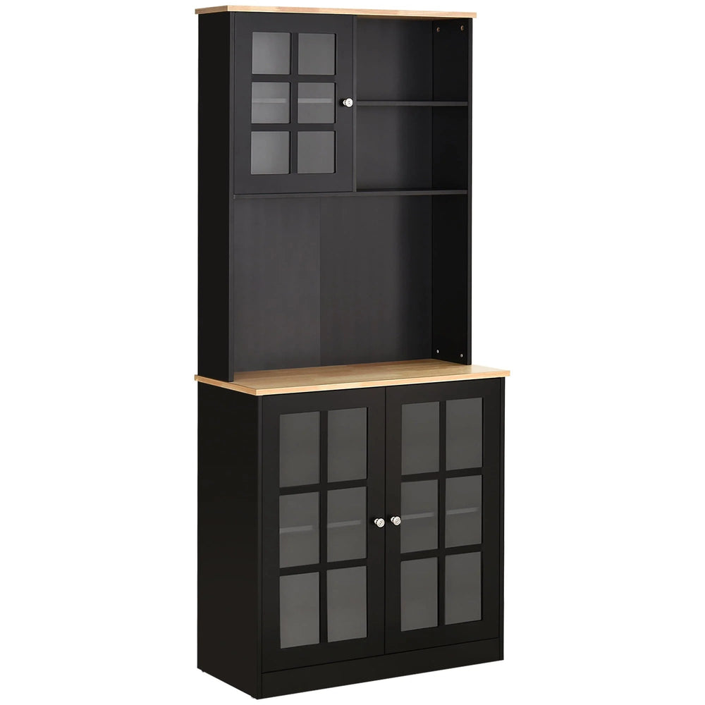 HomCom 72" Modern Kitchen Solid Storage Kitchen Cabinet Pantry with Sleek Minimal Design & Ample Storage Space, Black